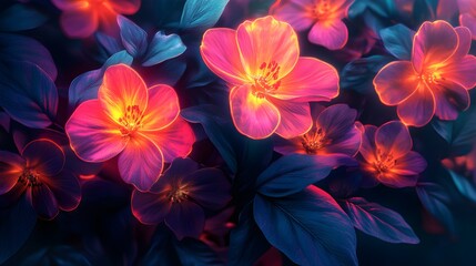 Obraz premium Brightly Colored Floral Pattern with Stunning Blooming Flowers Design picture