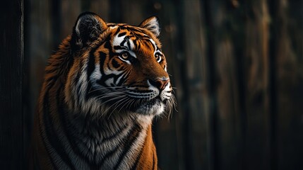 tiger isolated on wooden background