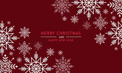 Christmas Red background with seamless snowflake border pattern design