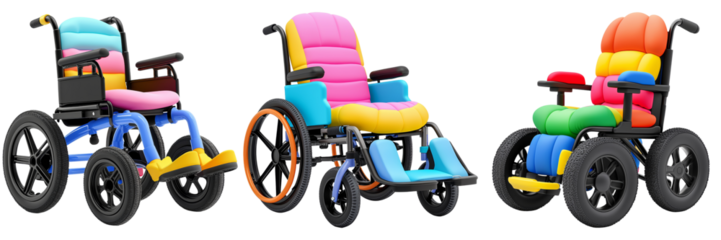 Colorful Wheelchairs with Transparent Background