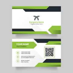 Business Card Simple Design with Green and Black Color Perfect to use for your card