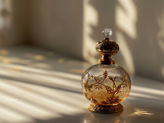 Exquisite Small Vintage Perfume Bottle with Gold Details