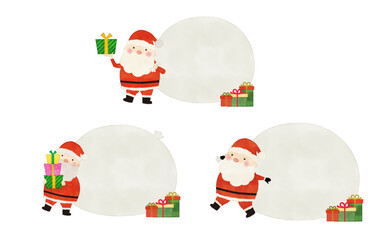 水彩風　サンタクロースのフレームセット