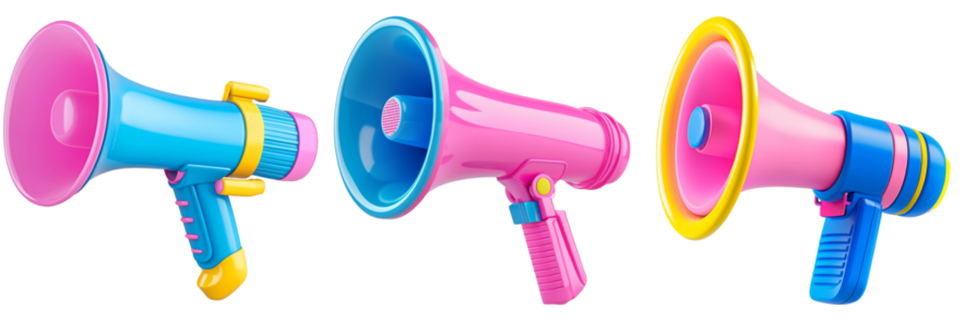 Colorful Megaphones for Communication and Events