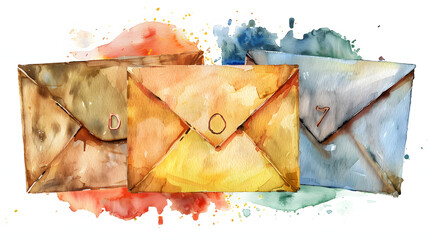 Envelopes Office Equipment Watercolor