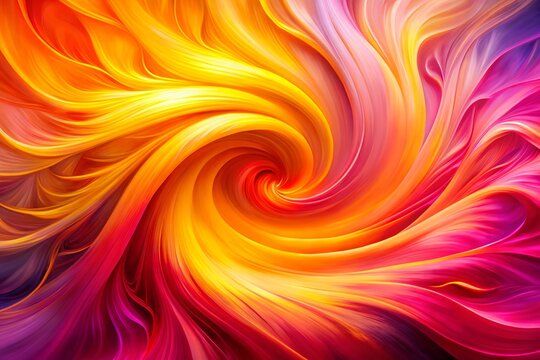 Vibrant, over-saturated hues of pink, yellow, and orange swirl together in a mesmerizing abstract pattern, evoking a
