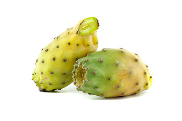Fresh prickly pear cacti fruits isolated on white background