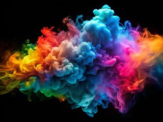 Naklejka premium Vibrant, swirling clouds of colored smoke billow and drift across a transparent background, ideal for adding dynamic,