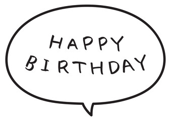 手書きのふきだしとメッセージ　Happy Birthday