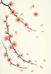 Chinese Ink Wash Painting: Peach Blossoms in Bloom