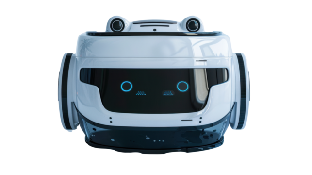 Robot mop vacuum cleaner with water tank on white background 