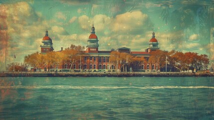 Fototapeta premium Scenic View of Ellis Island Immigration Museum