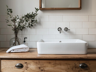 Minimalist Scandinavian Bathroom with Simple Elegance and White Decor
