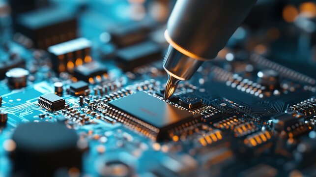 A close-up of a microcontroller being integrated into a robotic system