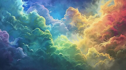 Fototapeta premium Radiant Sparkly Rainbow Clouds: Captivating Colors in the Sky