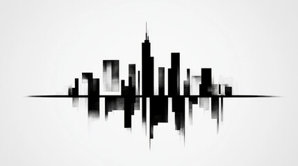 Black and white city skyline illustration