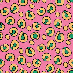 Leopard skin print. Groovy. Seamless. Abstract. Hand drawn