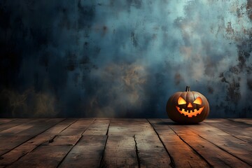 halloween interior wall background with floor and space for text