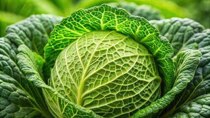 Fototapeta premium Close up of a fresh head of cabbage , cabbage, vegetable, food, texture, green, organic, healthy, leafy, farm, market