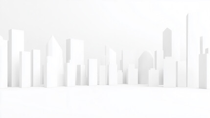 a cityscape rendered in stark white against a plain background.