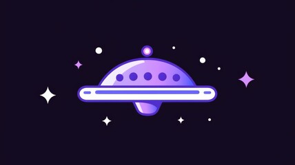 A minimalist icon design for "UFO" featuring Earth and the moon in the background