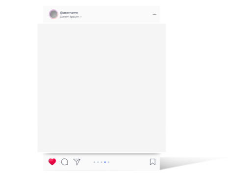 Social media post interface mockup with shadow. Social media mobile app page template design for user carousel post feed. Minimal design interface mobile app template of popular social network
