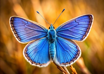 Fototapeta premium The striking Polyommatus admetus, an anomalous blue butterfly of the Lycaenidae family, elegantly perches upon a lush