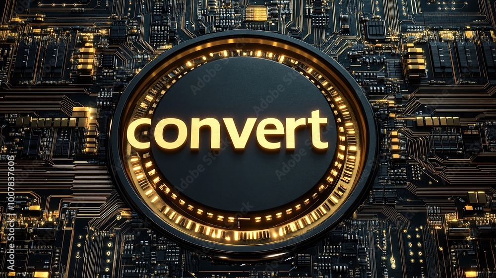 Poster Tech Fusion Concept with Convert Text on Circular Processor