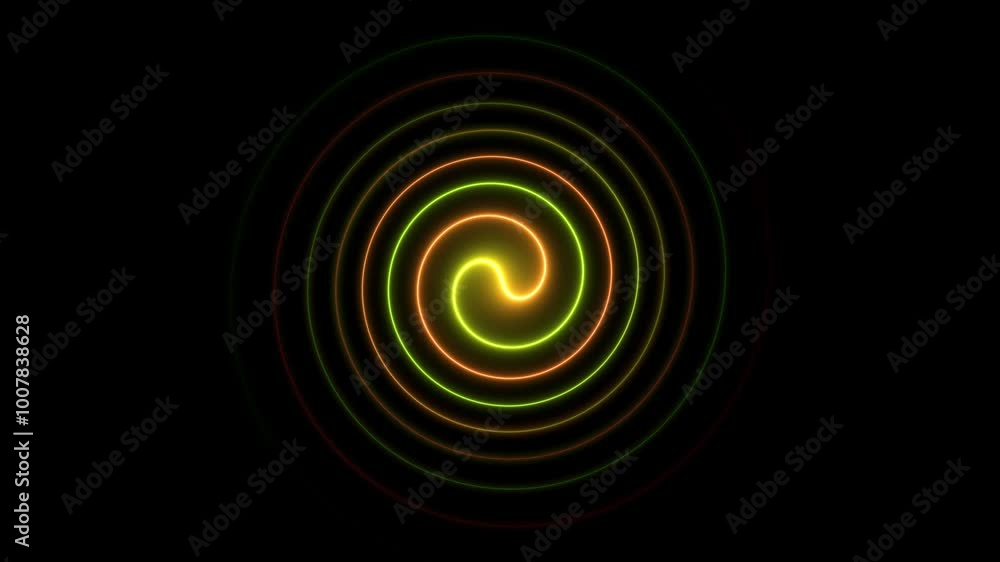 Poster neon circle animation video on black background .circle frame loop and glowing.