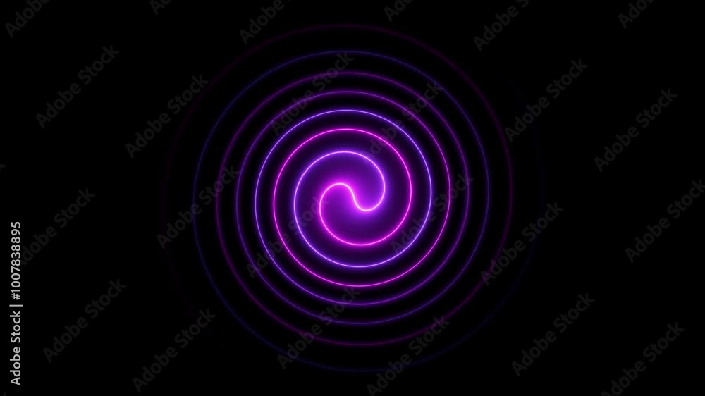 Poster neon circle animation video on black background .circle frame loop and glowing.
