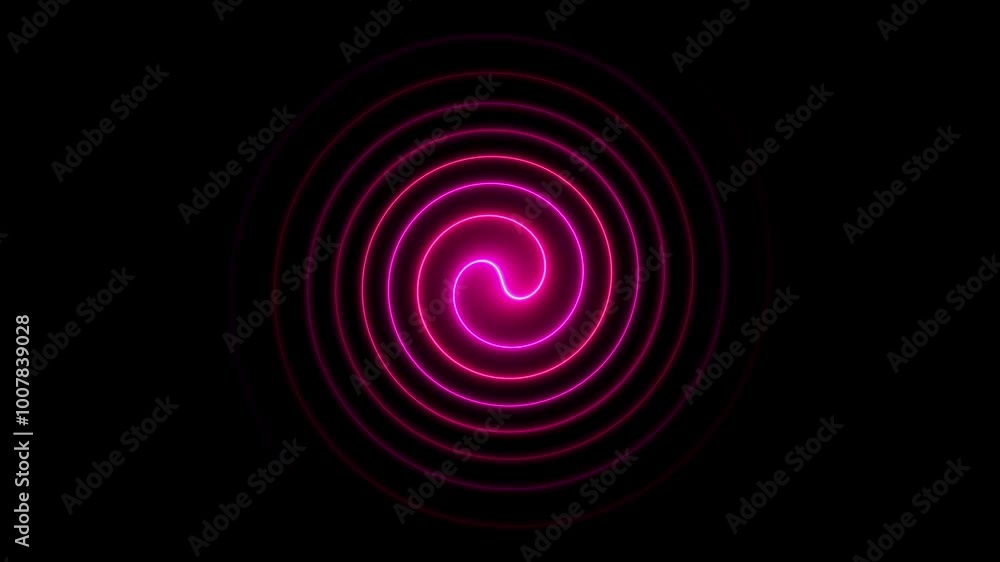 Poster neon circle animation video on black background .circle frame loop and glowing.