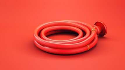 Naklejka premium Minimalist 3D Fire Hose on Red Background