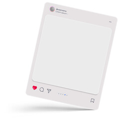 Social media post interface mockup with shadow. Social media mobile app page template design for...