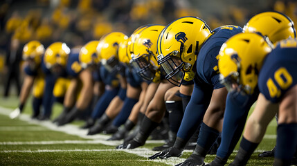 Intense Football Defense Lines Ready for Goal Line Stand