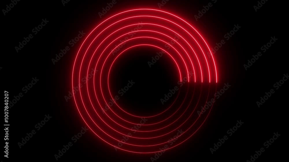 Poster neon circle animation video on black background .circle frame loop and glowing.