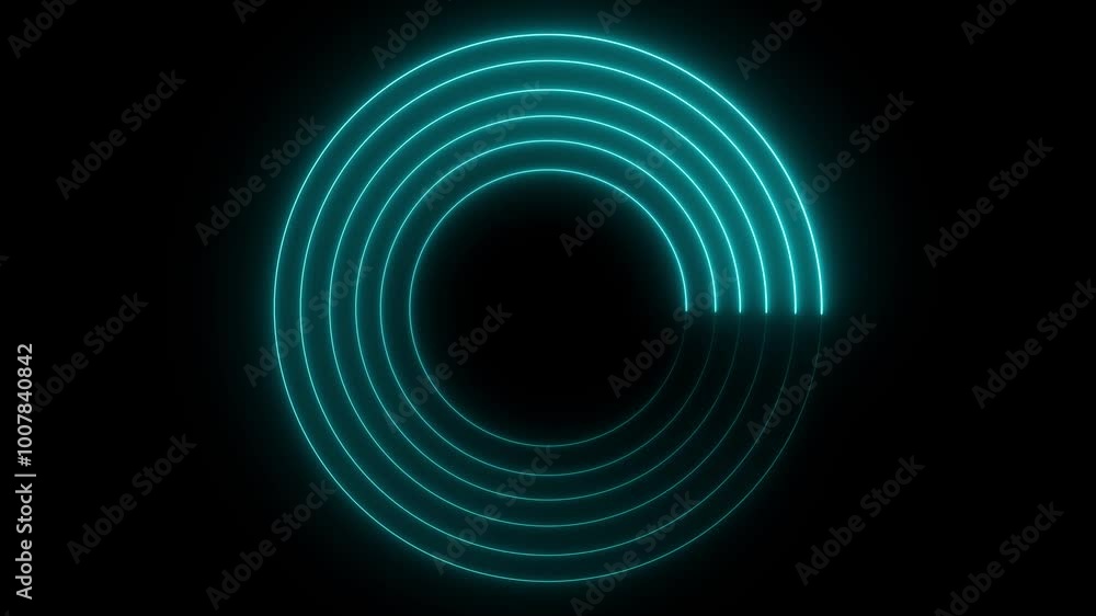 Poster neon circle animation video on black background .circle frame loop and glowing.