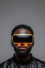 Fototapeta premium portrait of a man wearing VR glasses