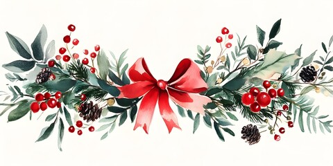 Watercolor illustration christmas garland