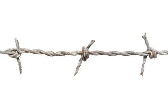 Transparent Rusty Barbed Wire Isolated on Black Background