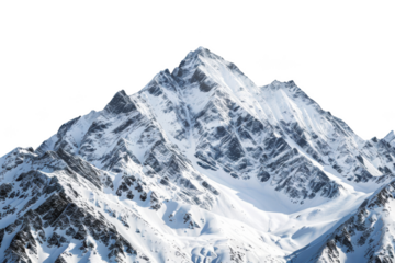 Transparent Snow-Capped Mountain Peak Against Black Background