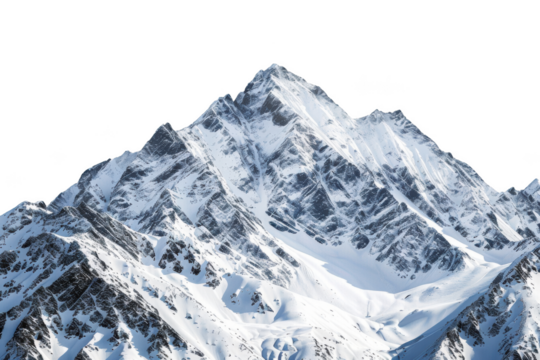 Transparent Snow-Capped Mountain Peak Against Black Background