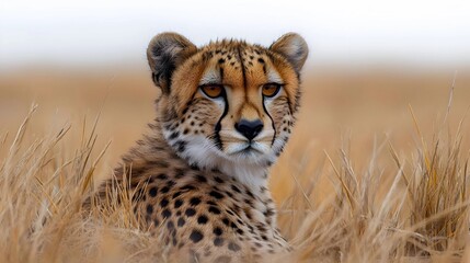 Obraz premium Cheetah in the Tall Grass - Close-up Photo