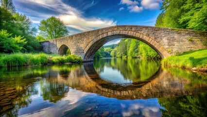 Obraz premium Stone bridge arching over a peaceful river, bridge, ancient, historic, architecture, old, medieval, landmark, structure