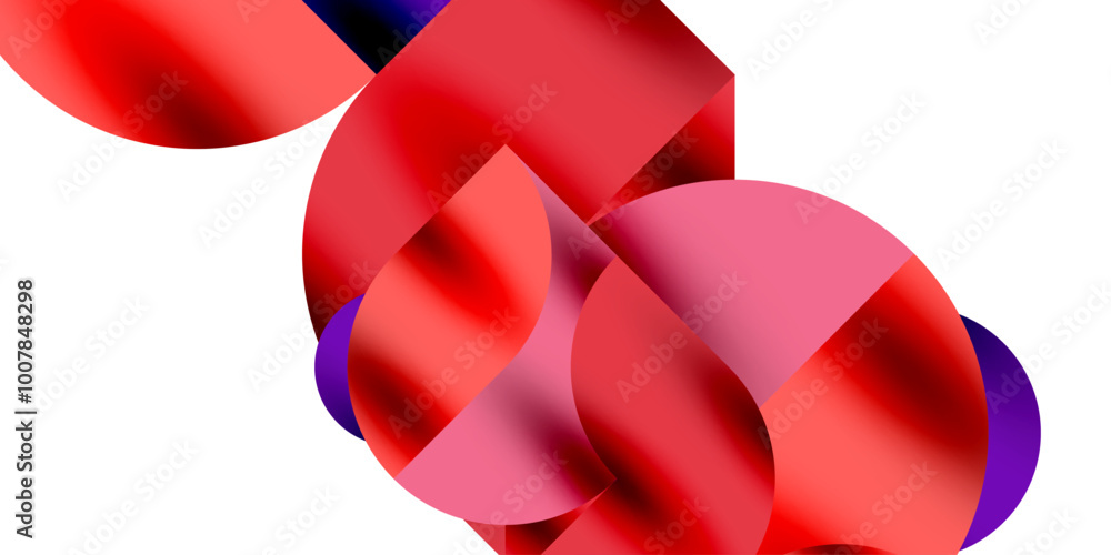 Poster Tech minimal circular shapes geometric art. Vector modern circles