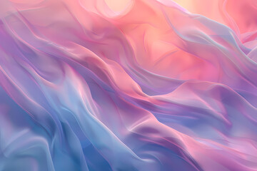 Obraz premium Soft pastel waves of fabric blend in shades of pink and blue, creating a dreamy and tranquil atmosphere.