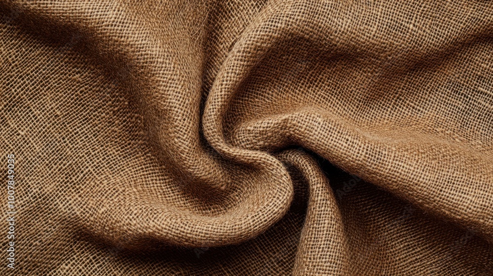 Poster close-up of textured brown fabric showcasing intricate weaving patterns.