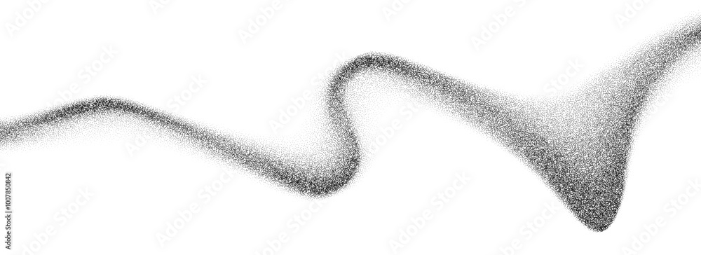 Poster grain wavy gradient texture. black stippled flow line background. dotted undulate sand backdrop with