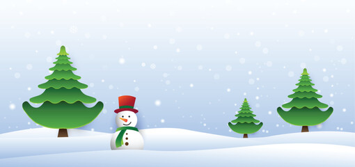 merry christmas, paper art style, snowman vector design