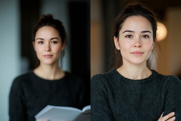 Young creative director at a photoshoot, directing models and adjusting props