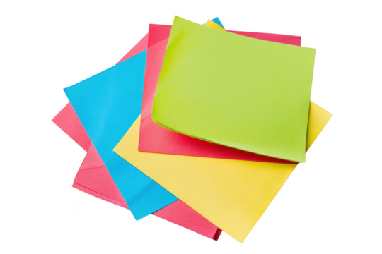 Transparent Colorful Sticky Notes Isolated on Black Background